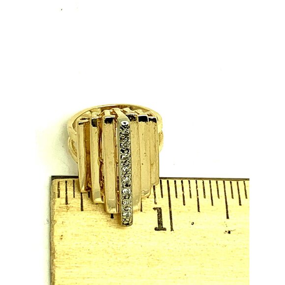 Cocktail Ring Diamond Geometric 14k Yellow Gold Estate Jewelry Women's Size 6 - Picture 12 of 15